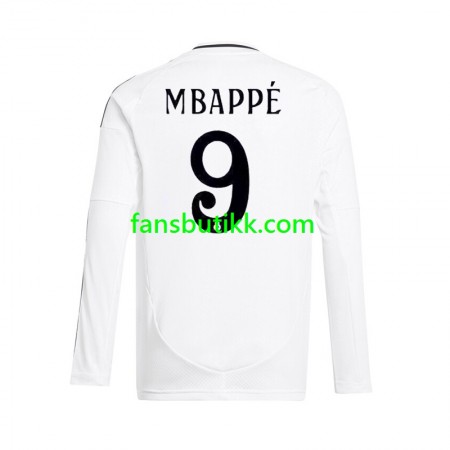 Fotballdrakt Real Madrid Kylian Mbappé 9 Hjemmetrøye 2024-2025 Langermet